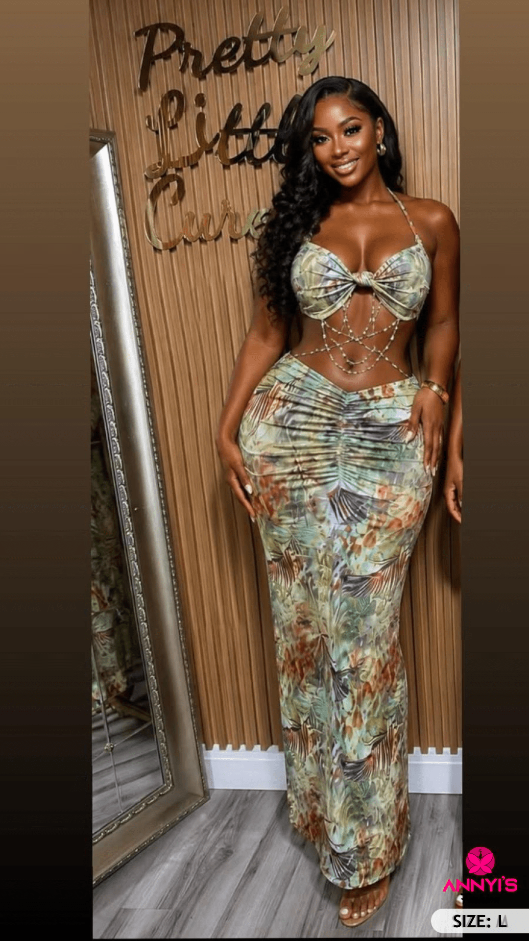 Luxe Tropical Print Cutout Maxi Dress [L]
