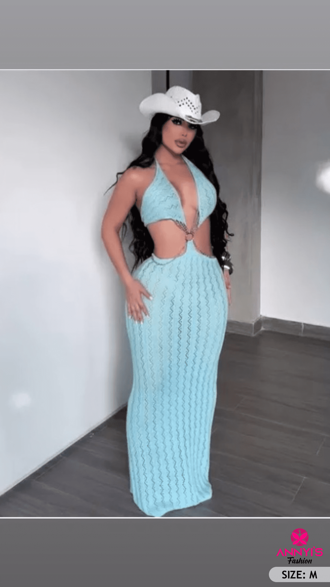 Opulent Cutout Halter Maxi Dress [M]