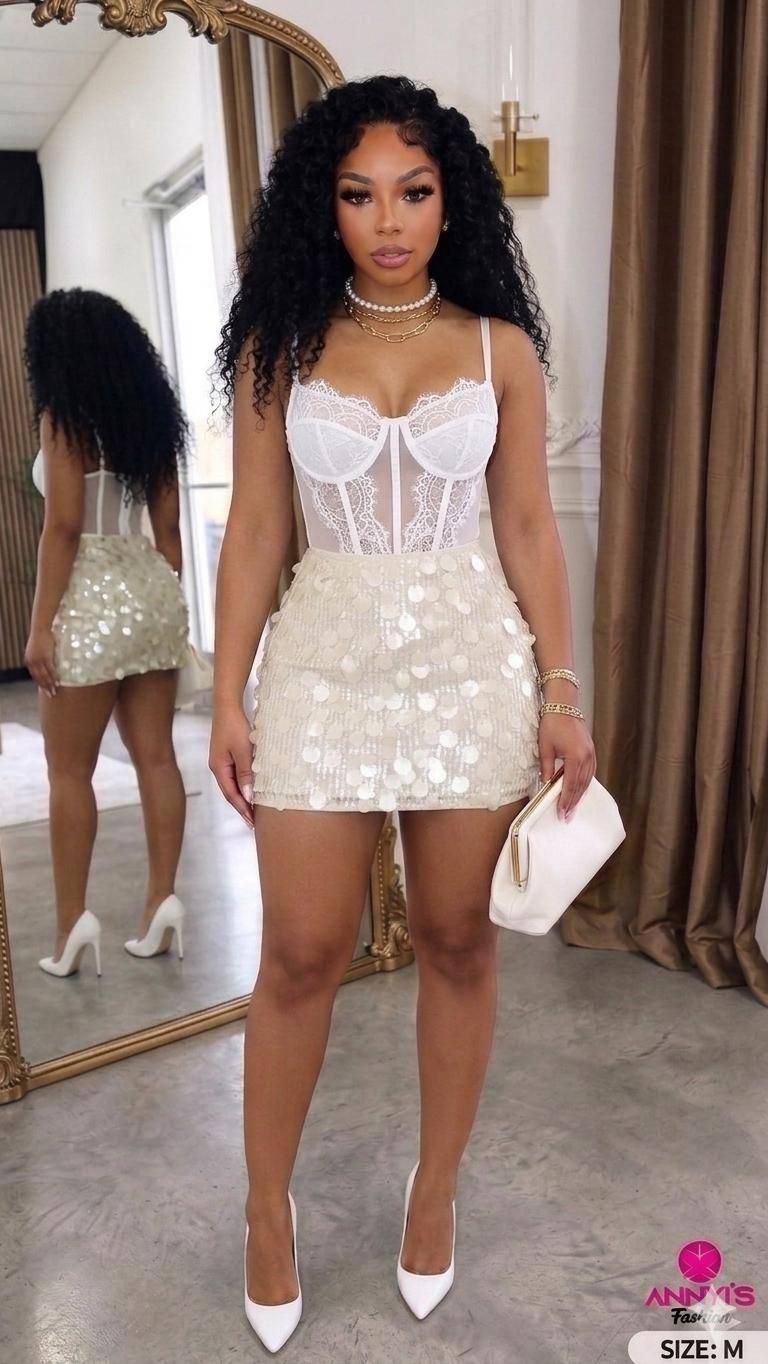 Bliss Sequin Mini Skirt [M]