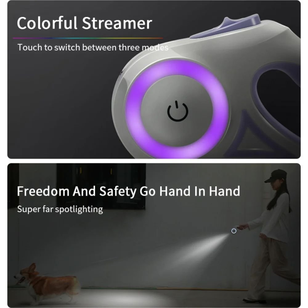 3 And 5M Dog Leash Light Retractable Pet Leads Traction Rope Belt Durable Large Dog Walk Run Leash Lead Automatic Cat Lead Extension_7