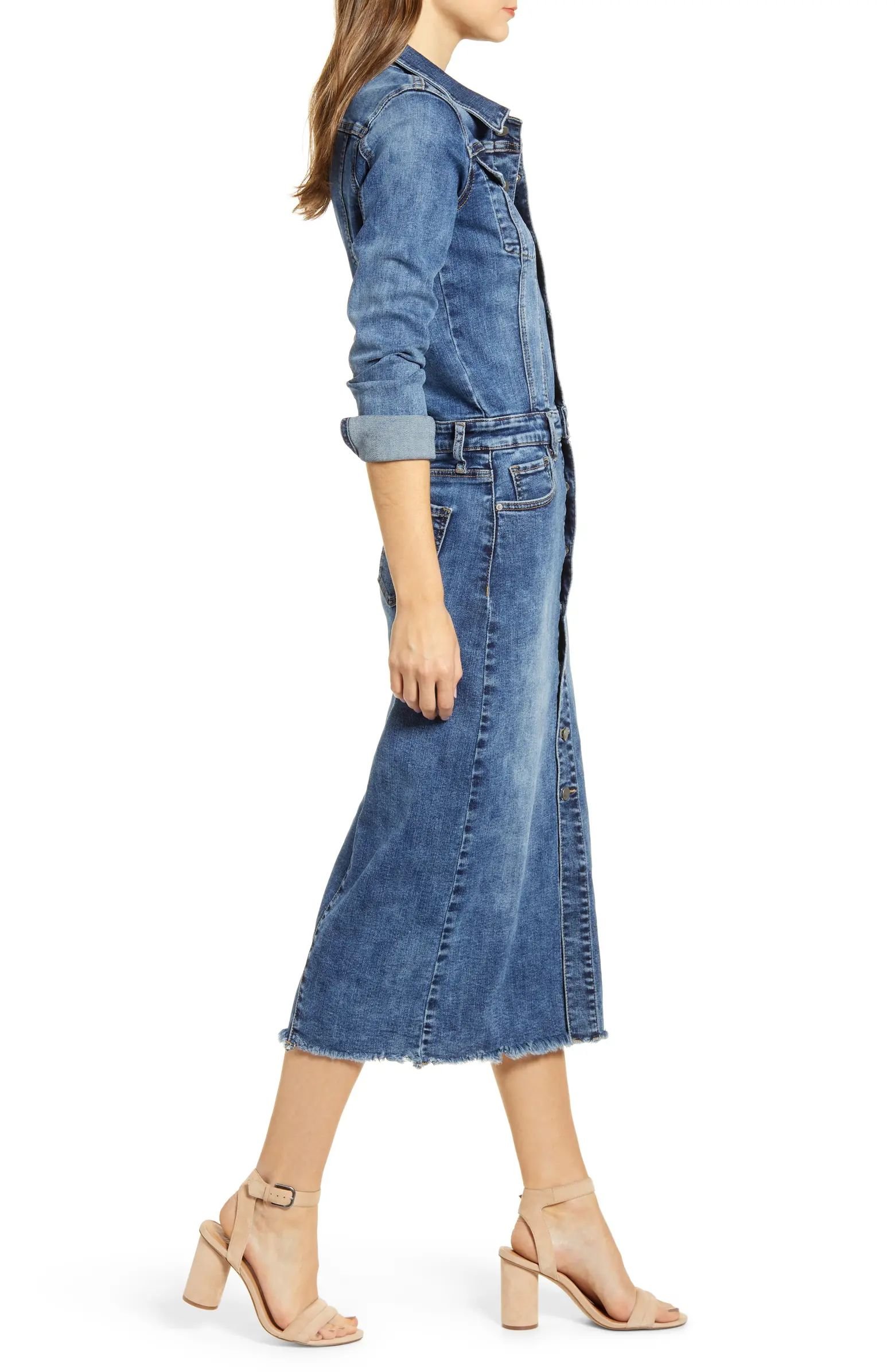 Denim Button-Front Midi Dress_3